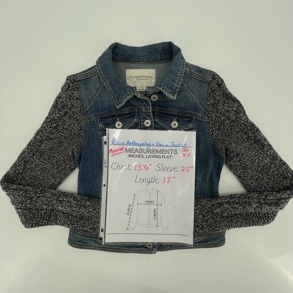 Anthropologie Pilcro  Denim Jacket With Knit Long Sleeves, Sz. XS Y2K School - Picture 6 of 6